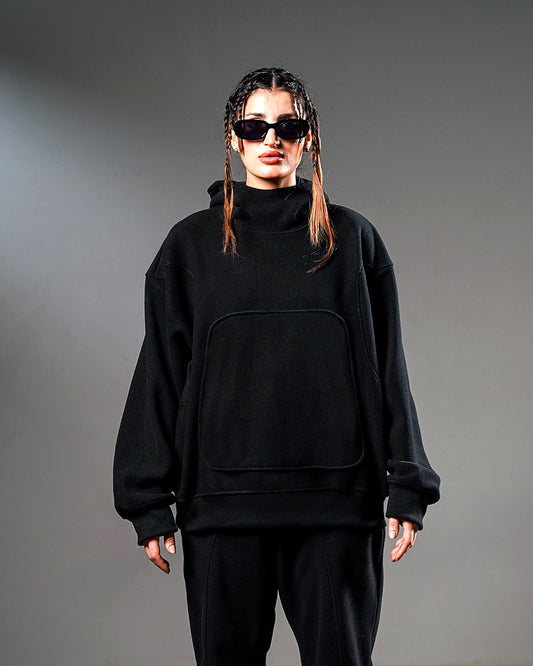 Black Intersect Hoodie β Oversized // UNISEX