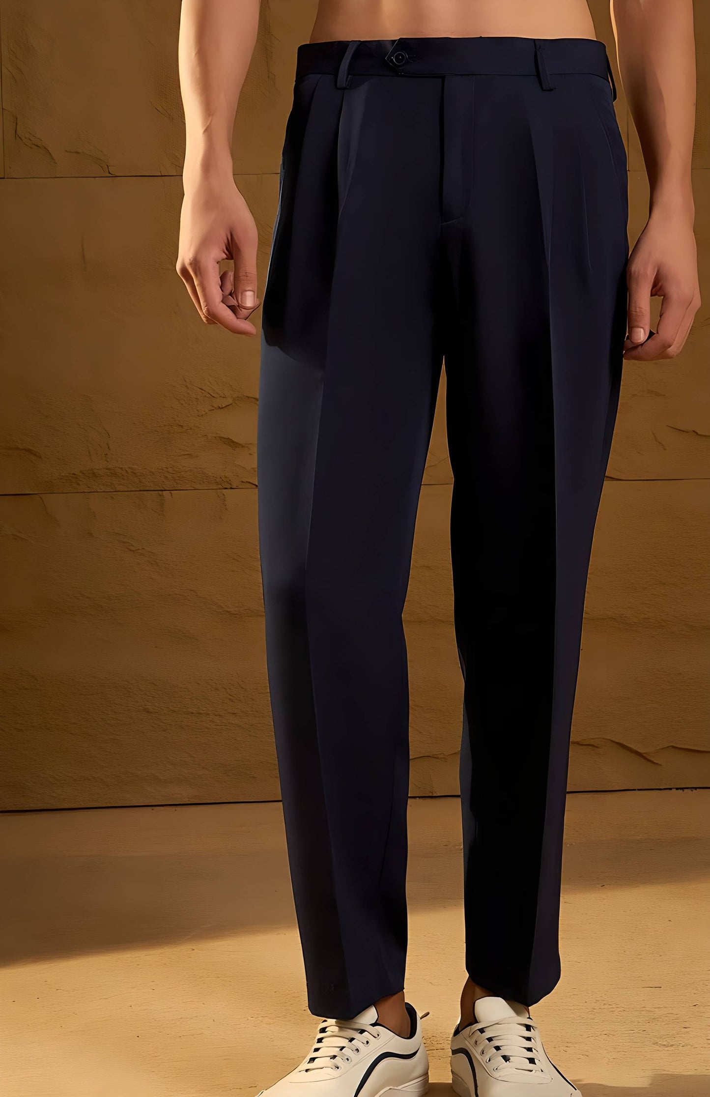 NAVY BLUE DOUBLE PLEATED PANT