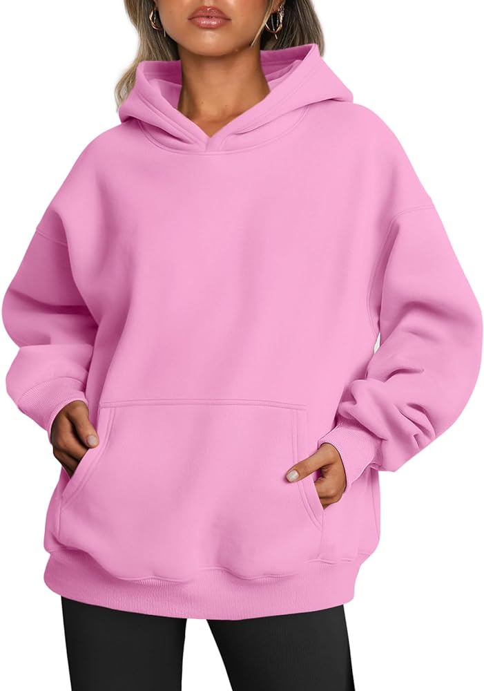Women's Pink Plain Hoodie