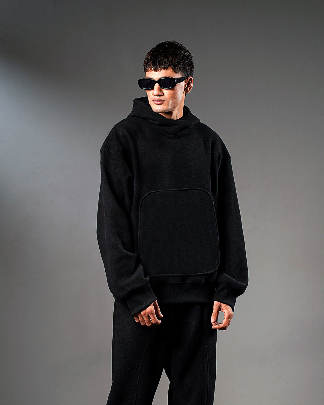 Black Intersect Hoodie – Oversized // UNISEX