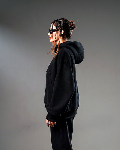 Black Intersect Hoodie – Oversized // UNISEX