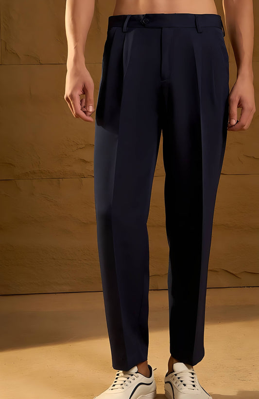 NAVY BLUE DOUBLE PLEATED PANT