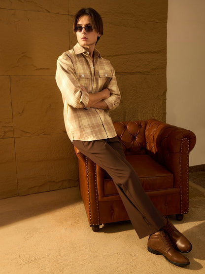 BROWN DOUBLE PLEATED PANT