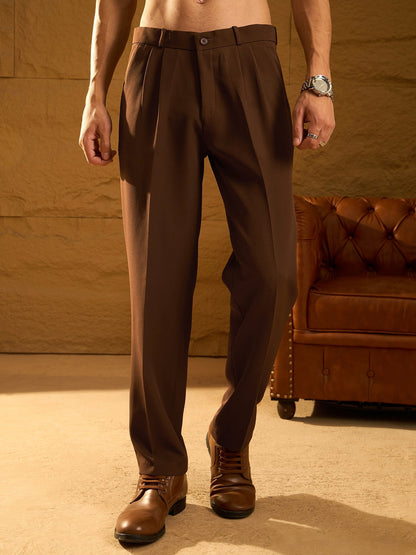 BROWN DOUBLE PLEATED PANT