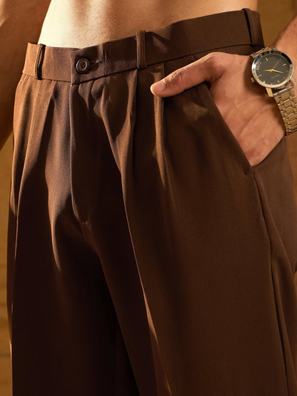 BROWN DOUBLE PLEATED PANT