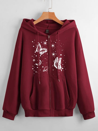 MAROON BUTTERFLY GALAXY ZIPPER