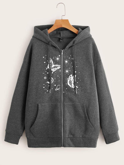 MAROON BUTTERFLY GALAXY ZIPPER