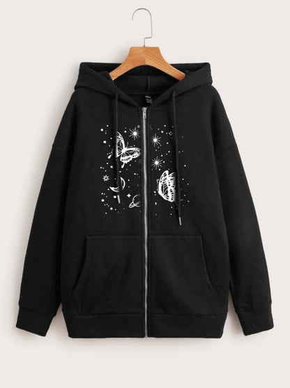 MAROON BUTTERFLY GALAXY ZIPPER