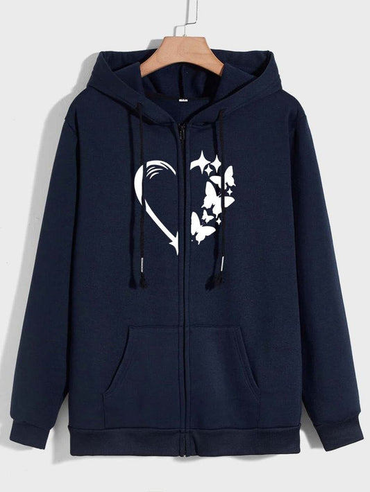 NAVY BUTTERFLY HEART ZIPPER