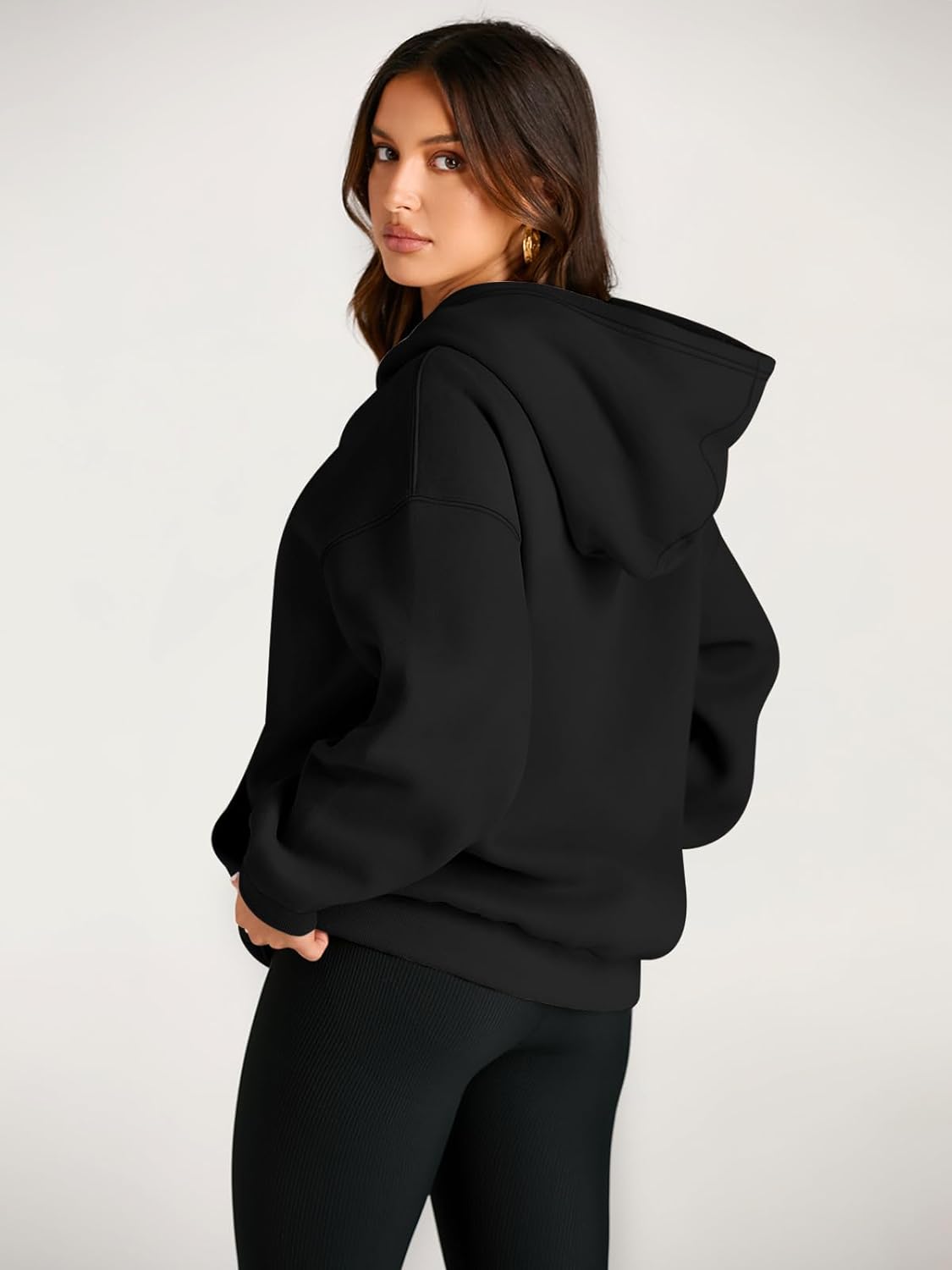 Women's Black Plain Hoodie