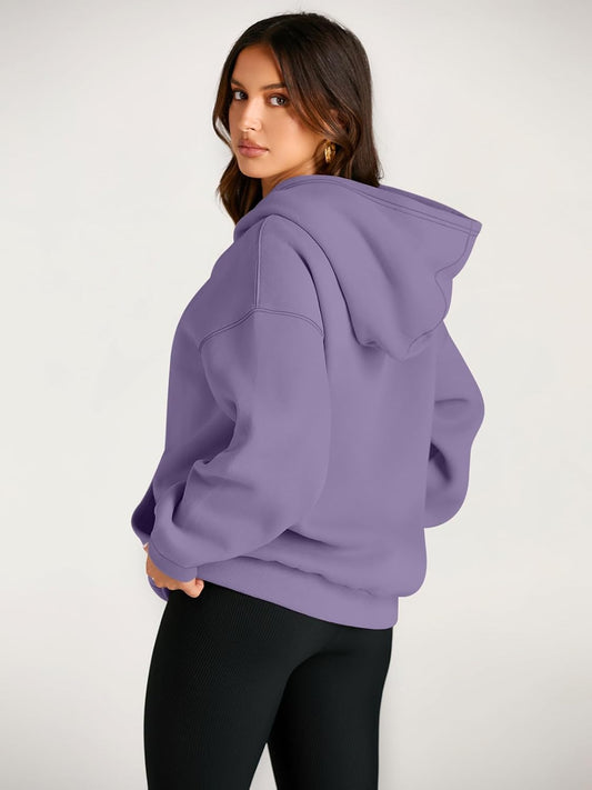 Women's Purple Plain Hoodie