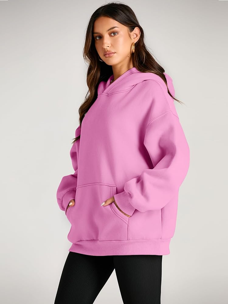 Women's Pink Plain Hoodie