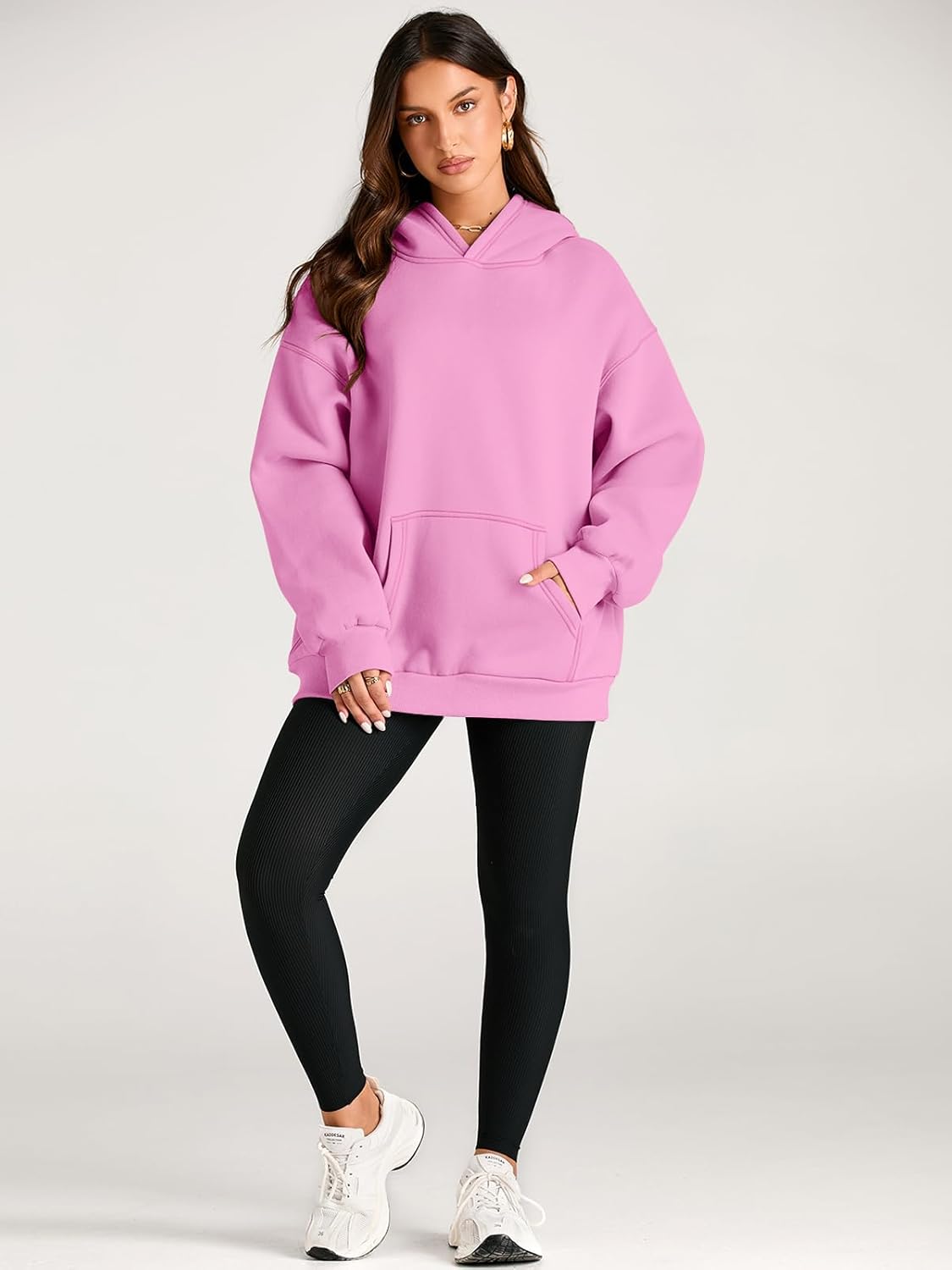 Women's Pink Plain Hoodie