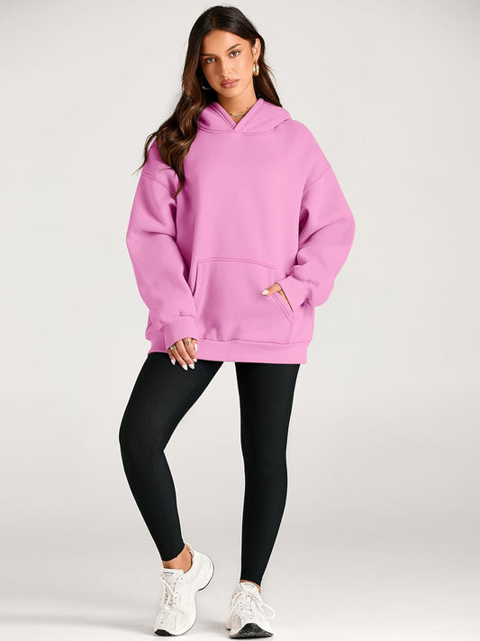 Women's Pink Plain Hoodie