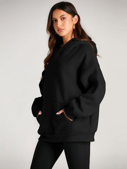 Women's Black Plain Hoodie