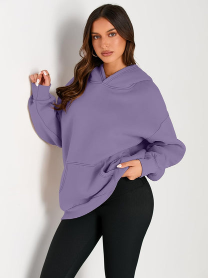 Women's Purple Plain Hoodie