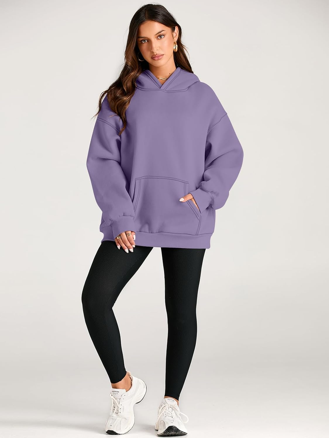 Women's Purple Plain Hoodie