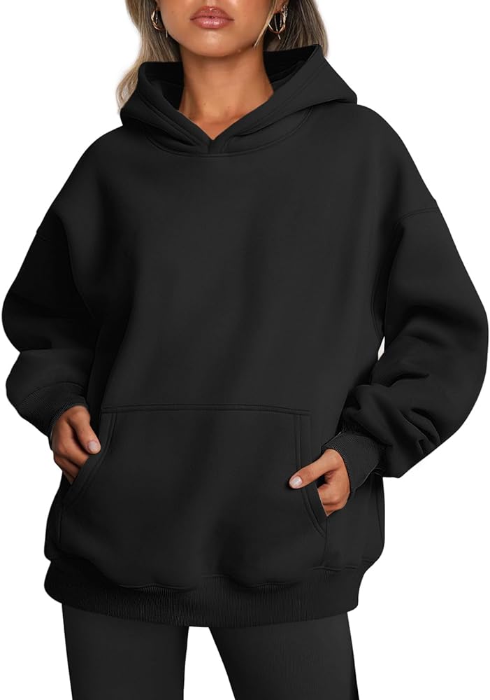 Women's Black Plain Hoodie