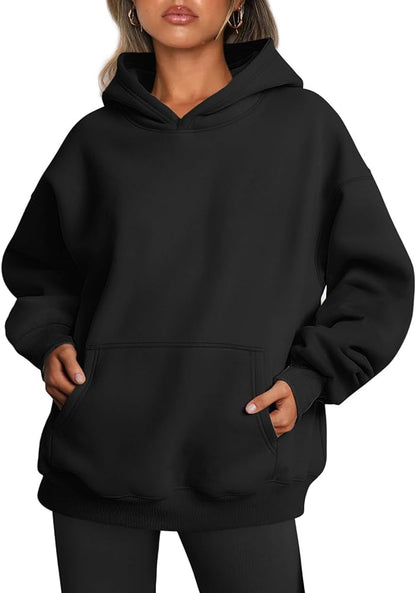 Women's Black Plain Hoodie