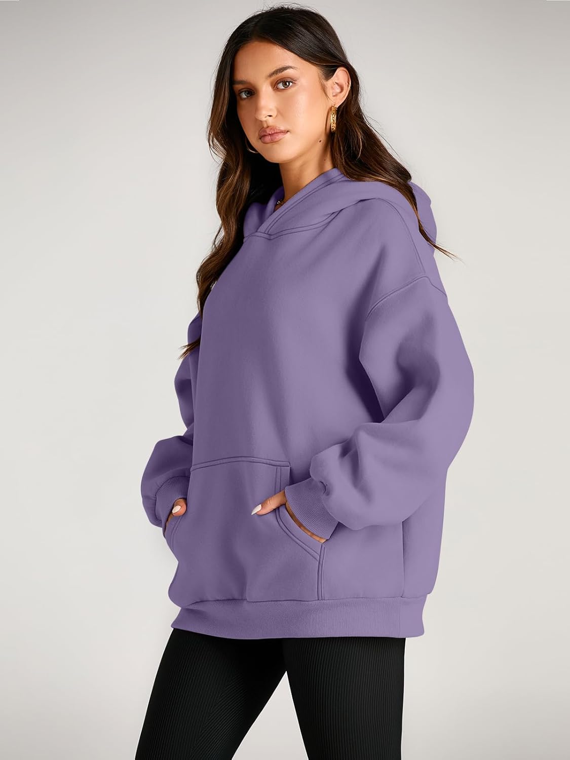 Women's Purple Plain Hoodie