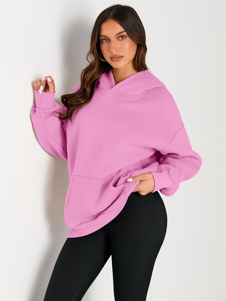 Women's Pink Plain Hoodie