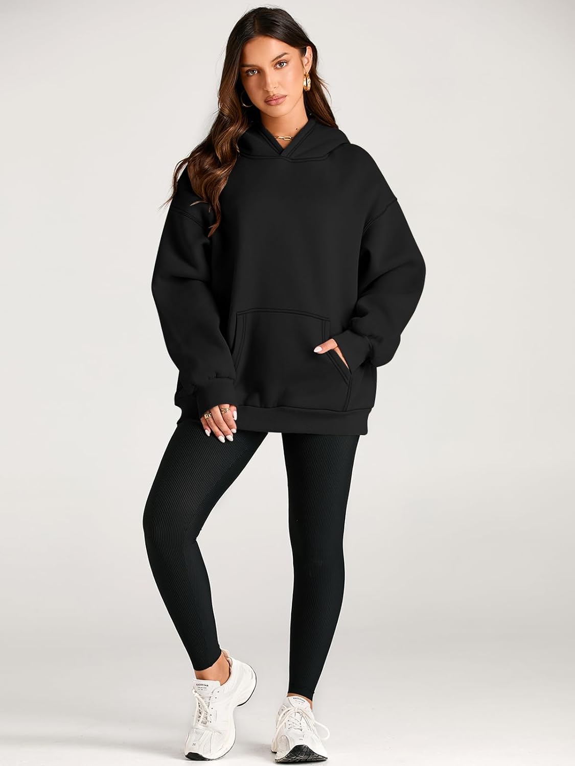 Women's Black Plain Hoodie