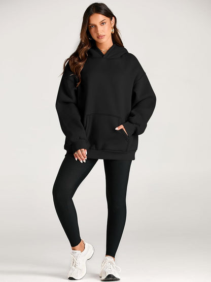 Women's Black Plain Hoodie