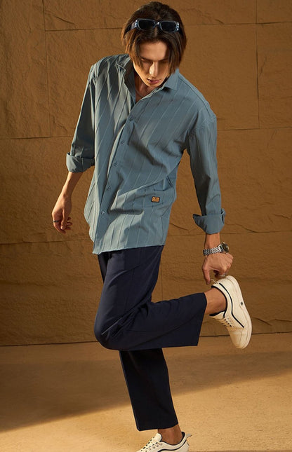 NAVY BLUE DOUBLE PLEATED PANT