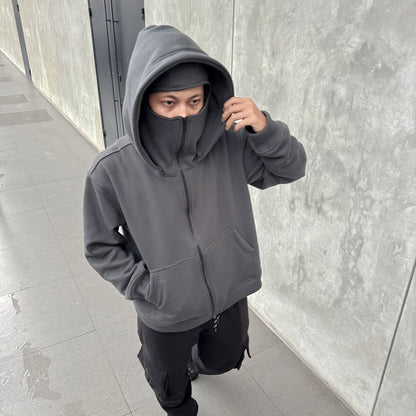 Full sleeves black Balaclava jacket, ideal winter gear for Honda CG 125 and Yamaha YBR riders.