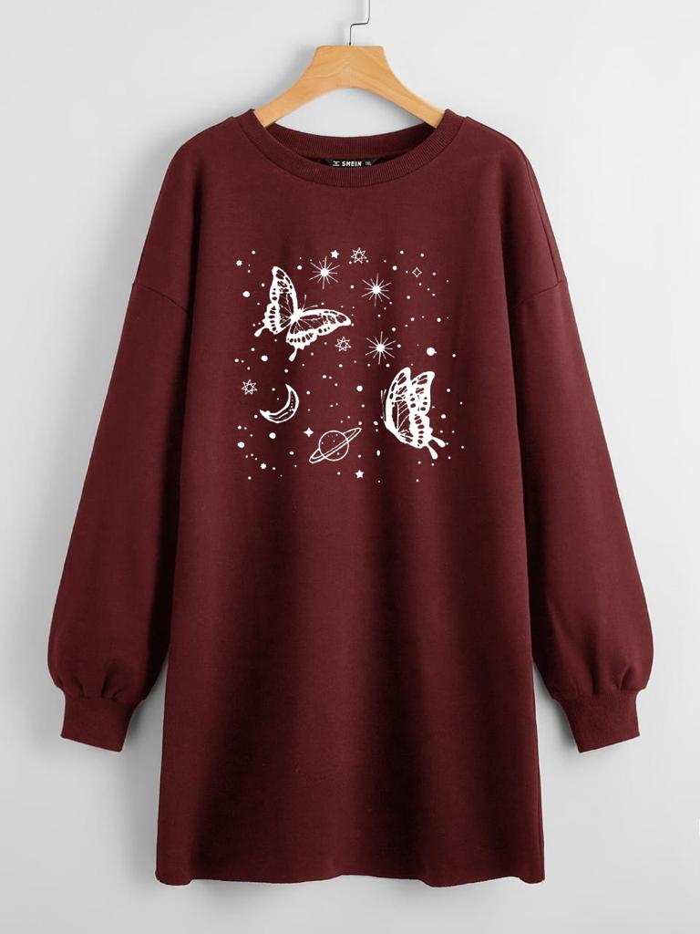 LONG LENGTH SWEATSHIRT BUTTERFLY GALAXY
