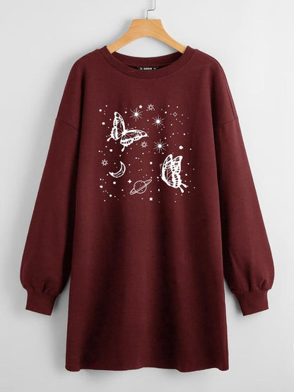 LONG LENGTH SWEATSHIRT BUTTERFLY GALAXY
