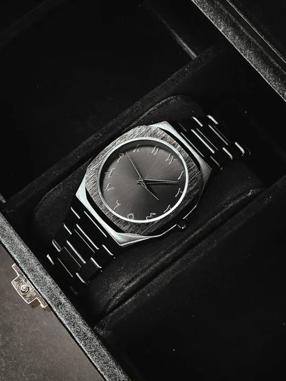 Black Arabic Aura Watch - Stainless Steel
