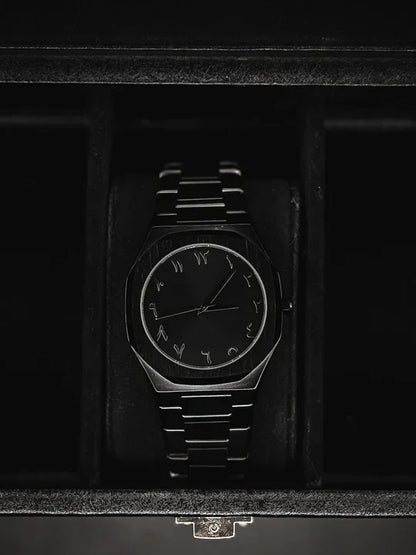 Black Arabic Aura Watch - Stainless Steel