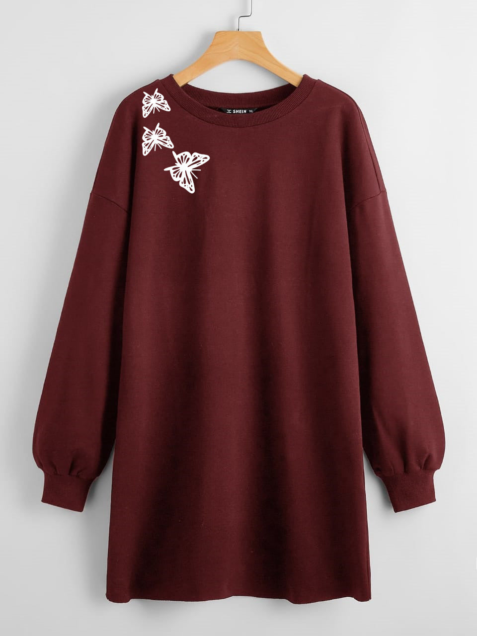 LONG LENGTH SWEATSHIRT SHOULDER BUTTERFLY