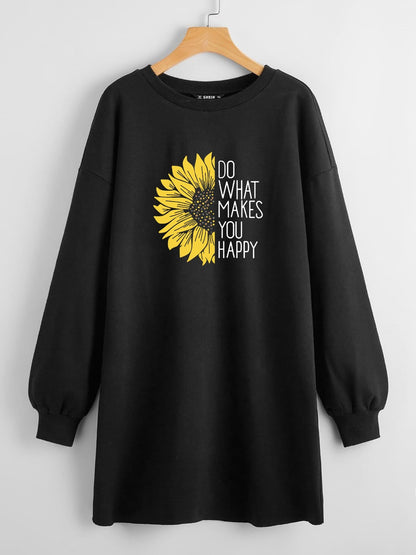 LONG LENGTH SWEATSHIRT MAKES YOU HAPPY