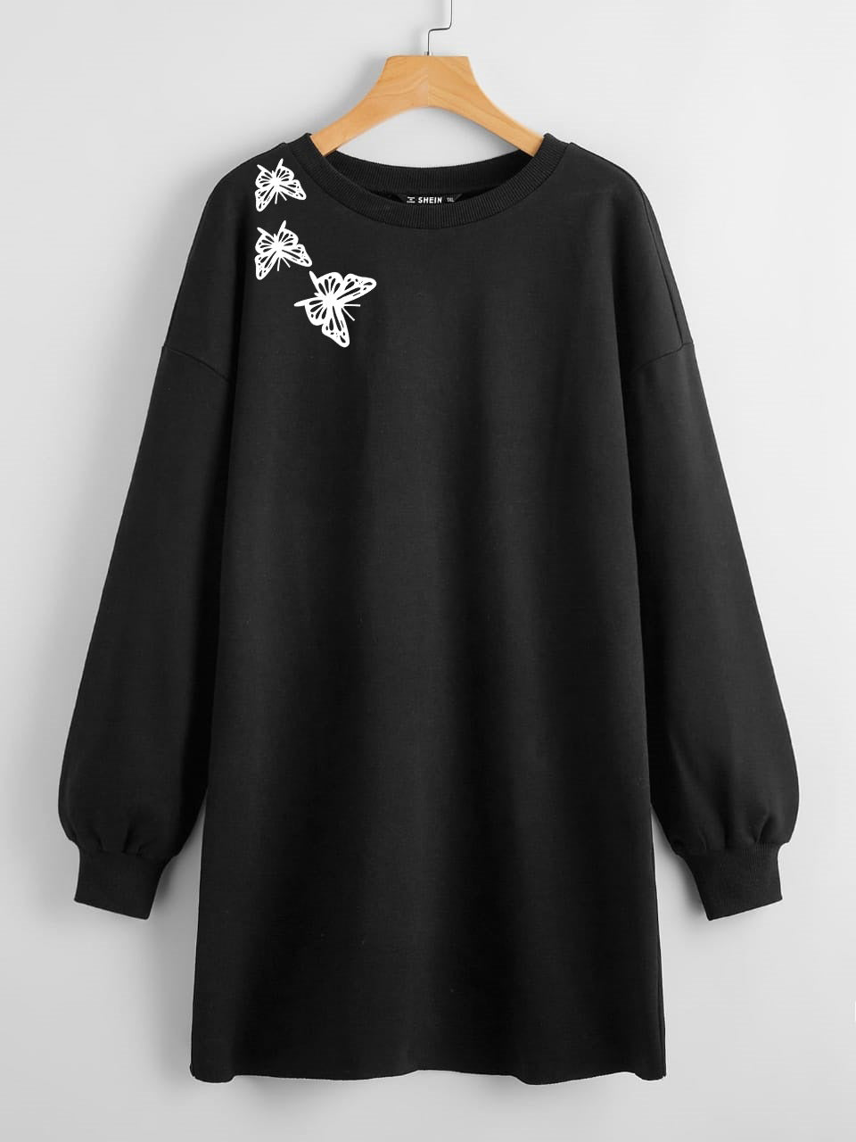 LONG LENGTH SWEATSHIRT SHOULDER BUTTERFLY