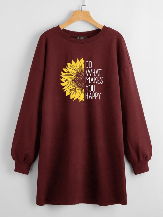 LONG LENGTH SWEATSHIRT MAKES YOU HAPPY